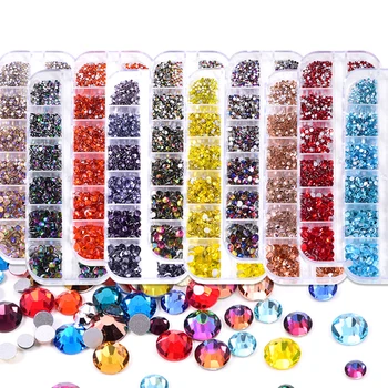 

30 Popular Colors 2100pcs/Box Crystal Nail Art Non Hot Fix Rhinestones Mix 6 Sizes стразы Non HotFix Rhinestone Set F0221