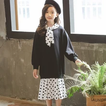 Детские платья для девочек с рукавами, голубое черное платье для детей, подростковое платье, одежда для маленьких девочек, одежда для мамы и дочки