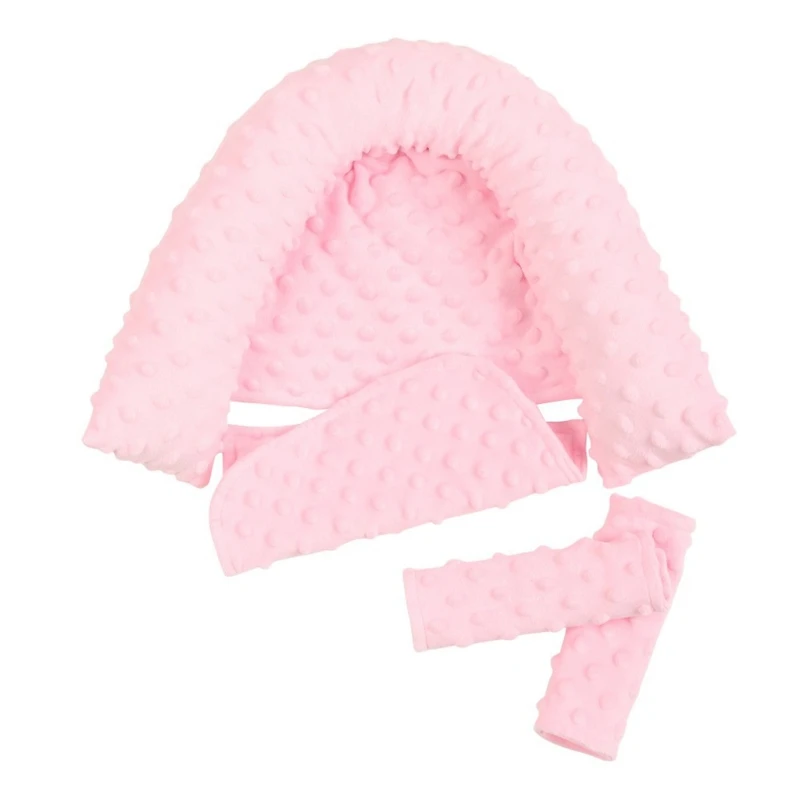 Baby Car Safety Soft Sleeping Head Support Pillow with Matching Seat Belt Strap Covers Baby Carseat Neck Protection Headrest 4