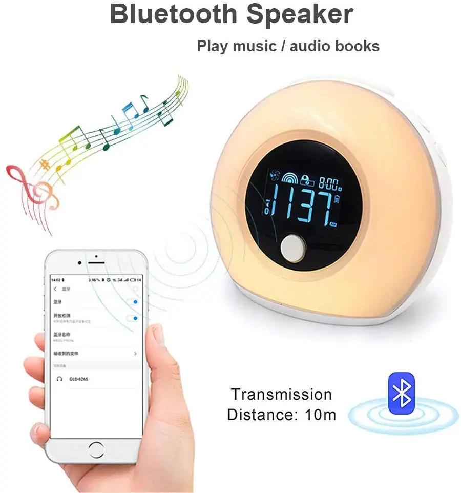  Wake Up Light Alarm Clock Uplayteck Bluetooth Speaker Table Lamp Kids Alarm Clock for Bedroom Tap/  - 4000496937997