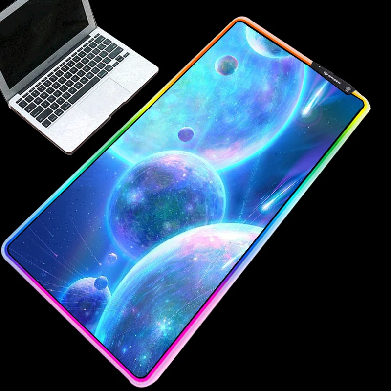Yuzuoan Cosmic Star светодиодный коврик RGB большой игровой коврик для мыши с замком утолщенный водонепроницаемый коврик для ковра пользовательский RGB логотип Графический размер