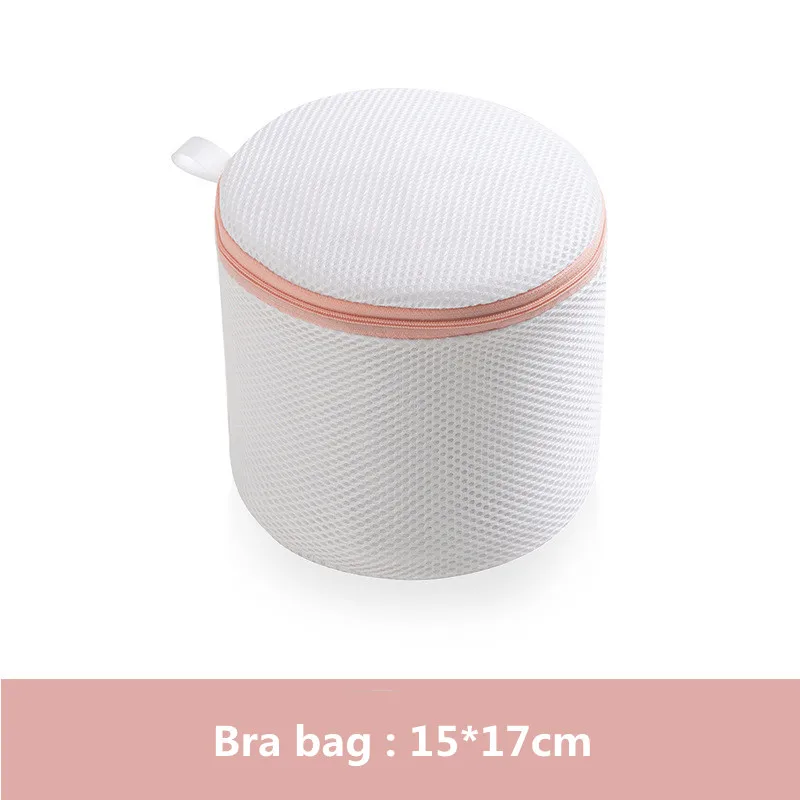 Pink Zippered Laundry Bag for Underwear Bra Wash Basket Polyester Mesh Laundry Kits