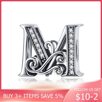 

CodeMonkey 100% 925 Sterling Silver Letter M Alphabet Beads Charms Fit Charm Bracelets & Bangles DIY Accessories Jewelry C030-K