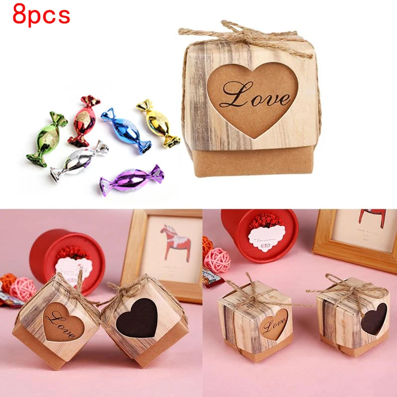 Heart Shaped Candy Box Kraft Paper Christmas Cnady Bag Xmas 5X5X5cm Birthday Favour Gift Supplies Packing | Дом и сад