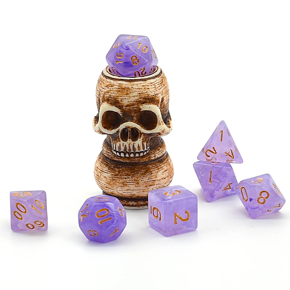 Poludie 7Pcs/Set Purple Swirl Dice Set D4~D20 DND Polyhedral Dice for Dungeons and Dragons Role Play Board Game RPG