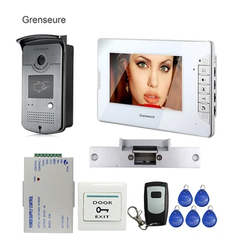 

FREE SHIPPING 7" Video Intercom Door Phone System 1 White Monitor RFID Doorbell Camera Strike Lock + Remote In Stock Wholesale