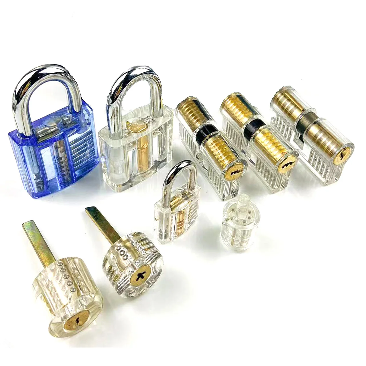 Transparent Lock Combination With Keys,9pcs Locksmith Lock Family,7pcs