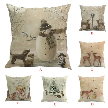 

2020 Christmas decoration Christmas Printing Dyeing Sofa Bed Home Decor Pillow Cover Cushion Cover рождество navidad natal