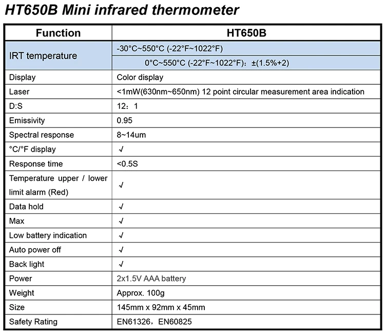 Habotest HT650C HT650B/A Измеритель температуры и влажности гигрометр Цифровой термометр инфракрасный лазерный термометр метеостанция