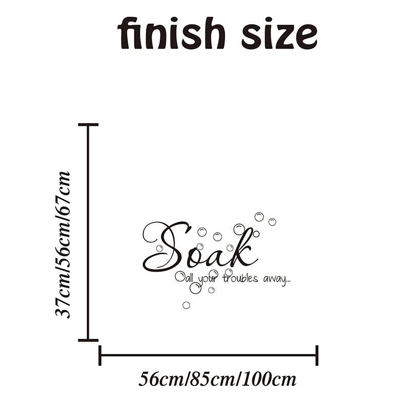 Soak All Your Troubles Away Wall Sticker Bathroom Bath Soak Troubles Inspirational Quote Wall Decal Bathroom Vinyl Decor (1)