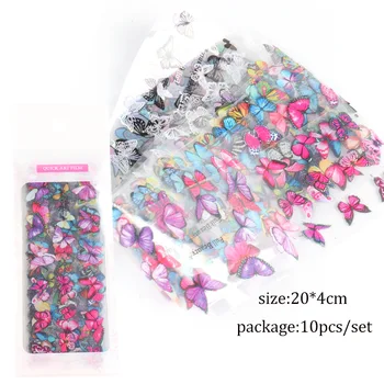 

10 pcs New Hot Sale Nail Star Paper Set Summer Colorful Butterfly Transparent Bottom Net Red Transfer Paper