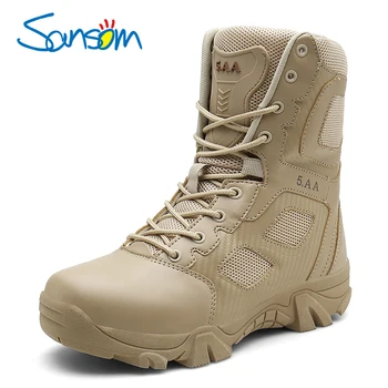 

JICHI Desert Tactical Mens Boots Big Size 47 Army Boots Men Wear-resisting Military Men Combat Ankle Boots Outdoor Hiking 2020