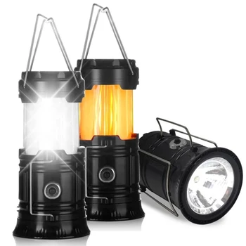 

Rechargeable Hand Lamp Camping Lantern Light Outdoor Flashlights Luminaire LED 6LEDs Solar Power Collapsible Portable LED