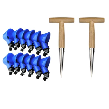 

12 Pcs Chicken Waterer Chicken Automatic Drinking Bowl Pigeon & 2 Pcs Hole Puncher Fertilization Seedling Gardening Tool