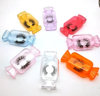 

2020 New Design Wholesale 10/30/50pcs False Eyelash Packaging Box Bulk Custom Logo Candy Shape Empty Acrylic Lash Package Case