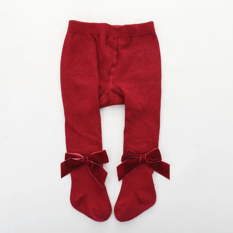 0-1Y style 1wine red Милые колготки для маленьких девочек; детские колготки с бантиками; колготки для маленьких девочек; сезон осень-зима; мягкие колготки для новорожденных; колготки для малышей - Color: 0-1Y style 1wine red