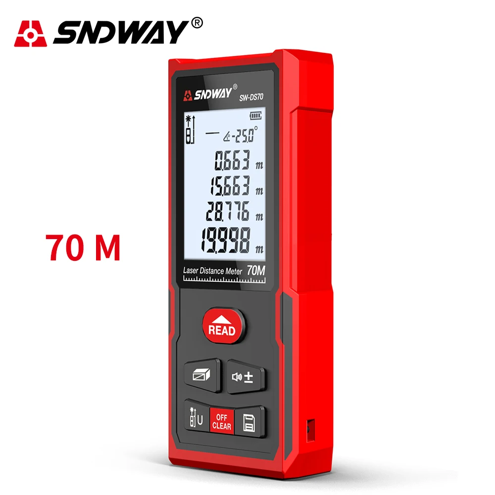 Sndway Laser Rangefinder Roulette Laser Distance Measure 50m 70m 100m 120m Digital Distance Meter Ruler Lazer Tape Range Finder