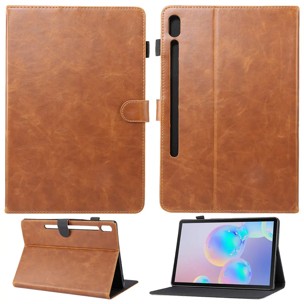 Автоматический Режим сна смарт-чехол для Samsung Galaxy Tab S6 10,5 дюймов SM-T860 SM-T865 чехол бизнес PU кожаный флип-чехол подставка - Цвет: Light Brown