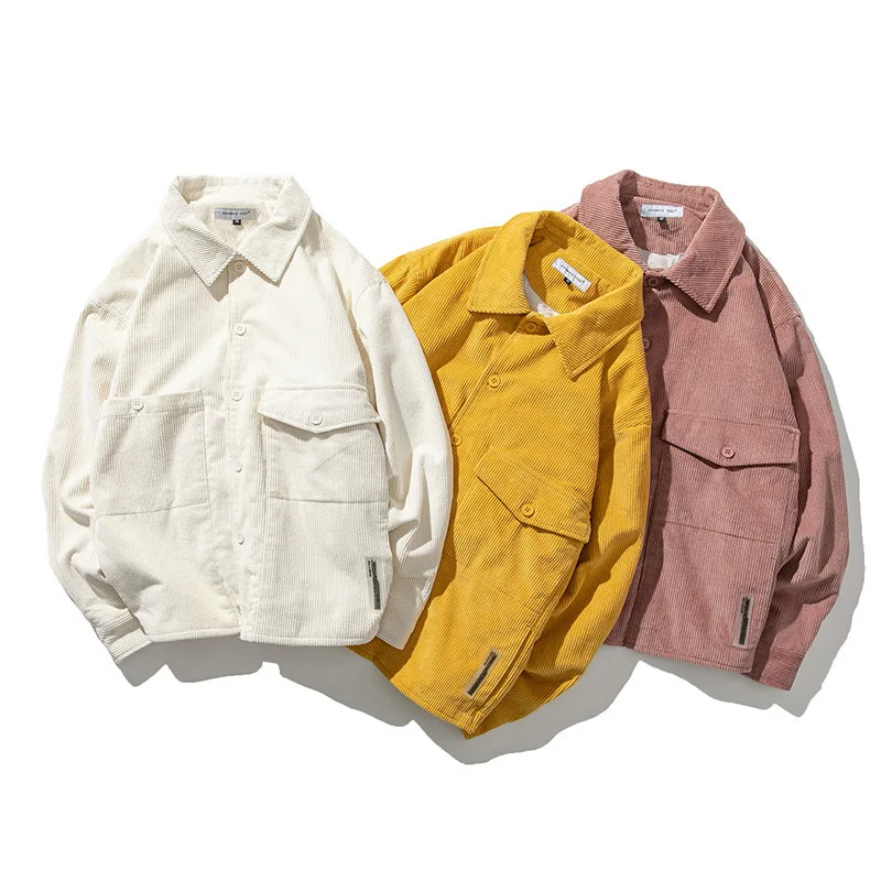 

2019 New Style Japanese-style Popular Brand Autumn Coat Men's Solid Color Fold-down Collar Loose-Fit Jacket Men'S Wear on Clothe