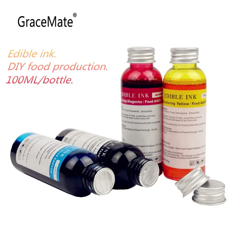 4*100ml Diy Ink Use For Cake Edible Ink Bottle For Hp Inkjet Printer 400ml Food Ink Ink Refill