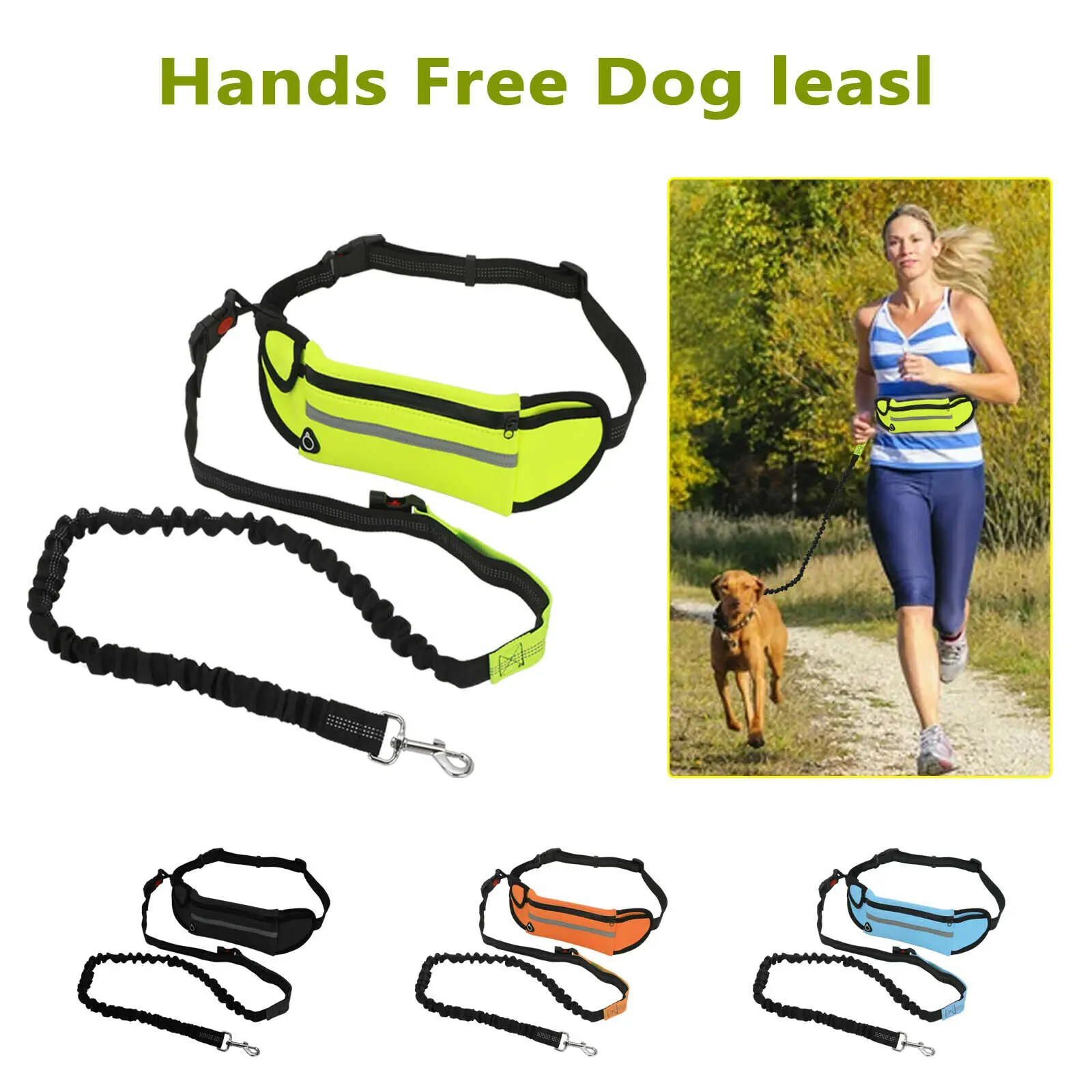 

Adjustable Hand Free Dog Leash for Dog Pet Walking Running Jogging Lead Waist Belt Chest Strap