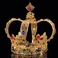 Элегантные королевские диадемы и короны золотого тиара в стиле барокко Большая Круглая Корона Свадебные аксессуары для волос для свадьбы ювелирные изделия для невесты подарки