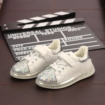 

Kids Casual Shoes Ins Quicksand Princess Shoes Hook Loop Children White Shoes Gradient Girls Sneakers Soft Parent Child Shoes