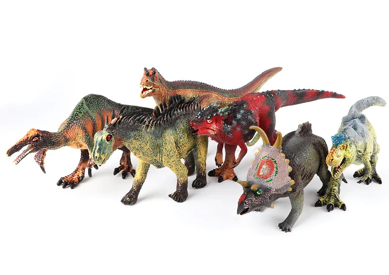 6 моделей имитационных динозавров, игрушки, Baryonyx, Augustine, дракон, крупный рогатый скот, дракон, T-Rex, треугольная рога дракона-морда
