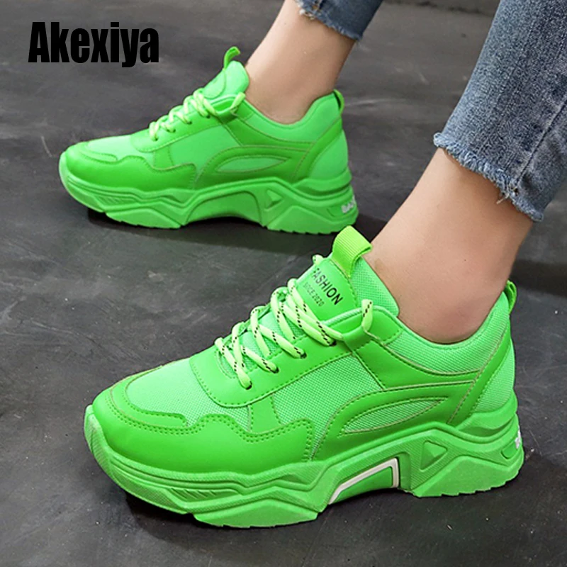

2020 the new fashion thick shoes high-heeled platform shoes leisure green orange yellow sneakers chaussures femme s128
