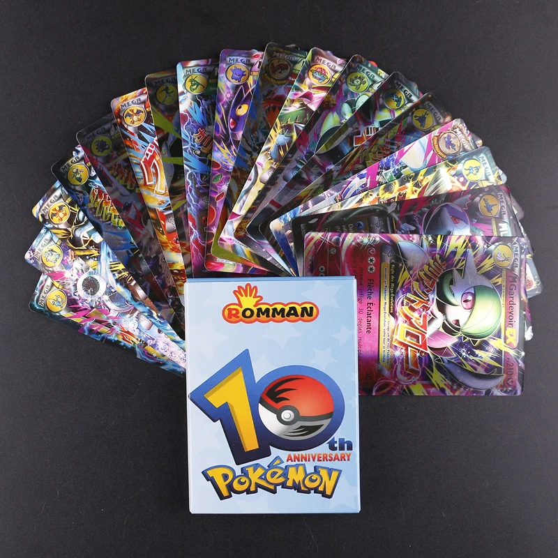 TAKARA TOMY 18 PCS No Repeat Pokemon French Card All EX MEGA Shining Pokemon French Card Game Battle Carte Trading Children Toy