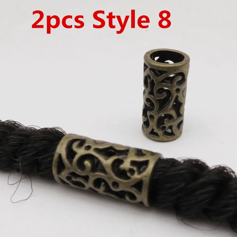 2pcs Style 8 2 шт Различные 10 стилей викингов волос оплетка боязнь борода дредлок Бусы Кольца трубка для волос аксессуары - Цвет: 2pcs Style 8