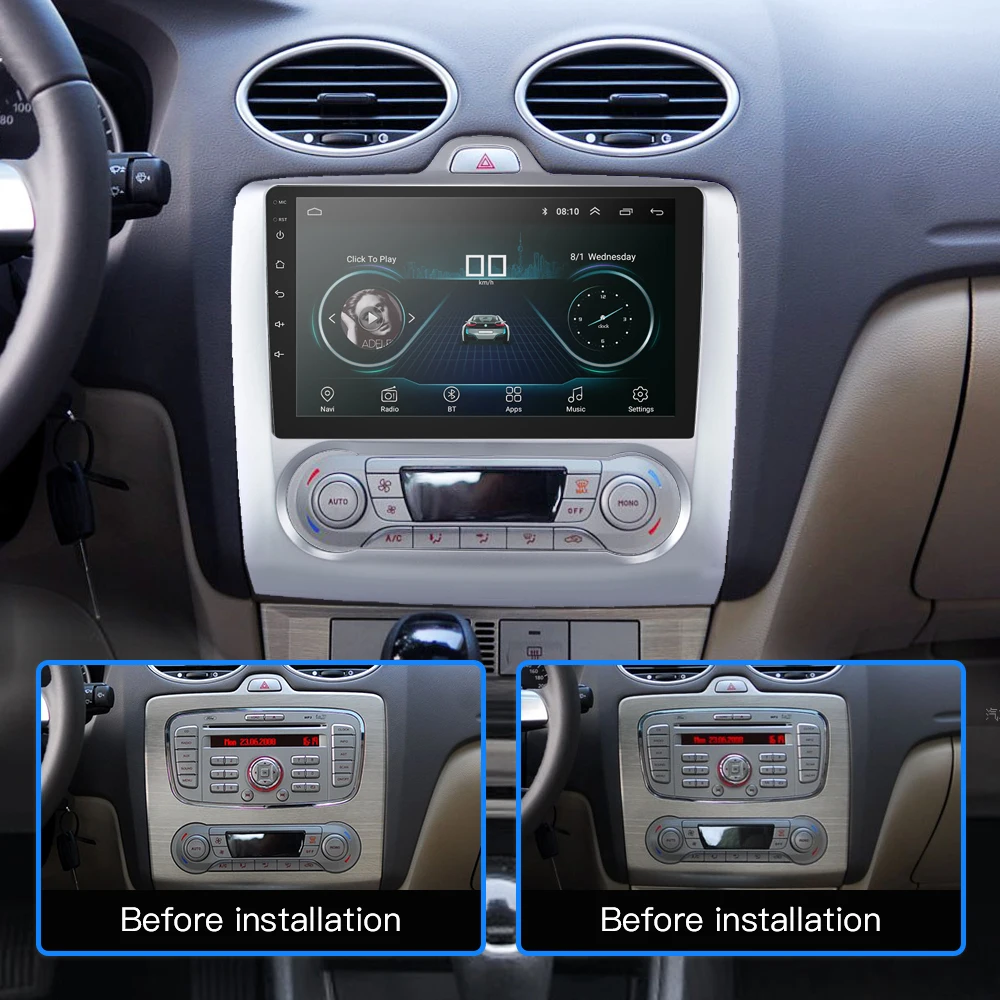 Flash Deal 9 inch 2 Din Android 8.0 Radio for Ford Focus Multimedia Player 2005-2011 2din GPS Navigation Player No DVD car stereo wifi 2