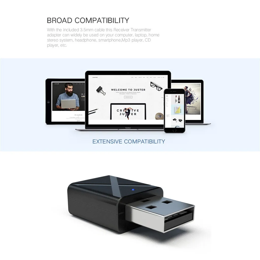 Bluetooth-приемник USB 3,5 аудио передатчик адаптер для ТВ/ПК наушников динамик Новое поступление Мода