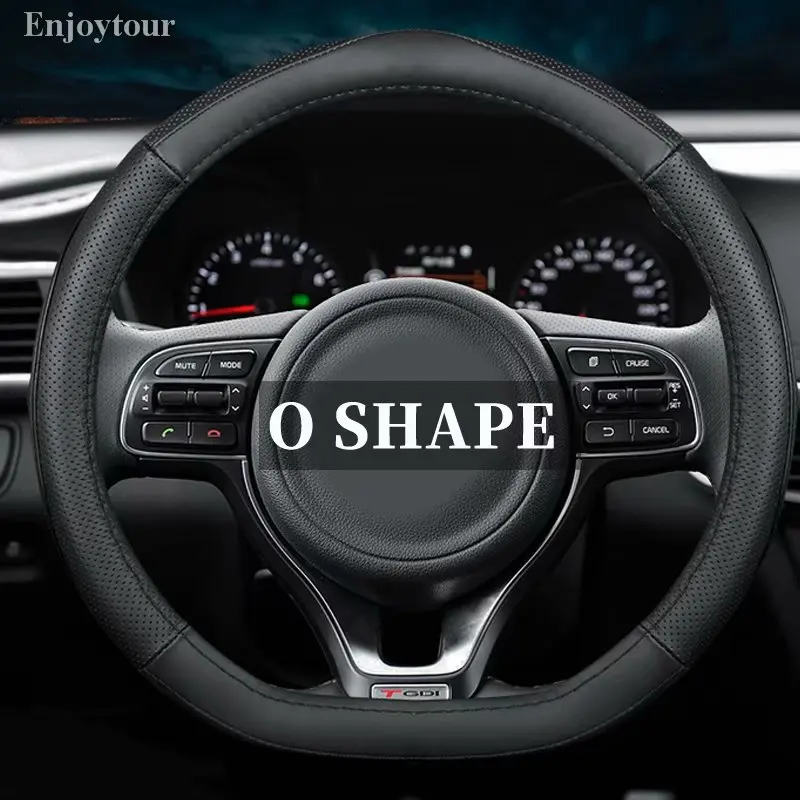 Верхний слой кожаный руль чехлы для Volkswagen VW Ameo Arteon CC Beetle Golf GTI Jetta Passat Phideon Polo Vento tiguan - Название цвета: D full black