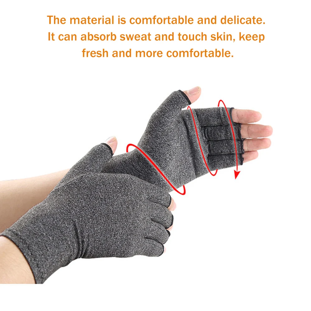 Tcare 2Pcs/Pair Unisex Compression Open Fingers Arthritis Gloves Premium Arthritic Joint Pain Relief Hand Gloves Therapy Cycling