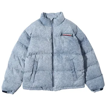 

Winter Jacket Men Solid Color Padded Coat Harajuku Advanced Soft Warm Thick Cotton Jacket All-match Streetwear Winter