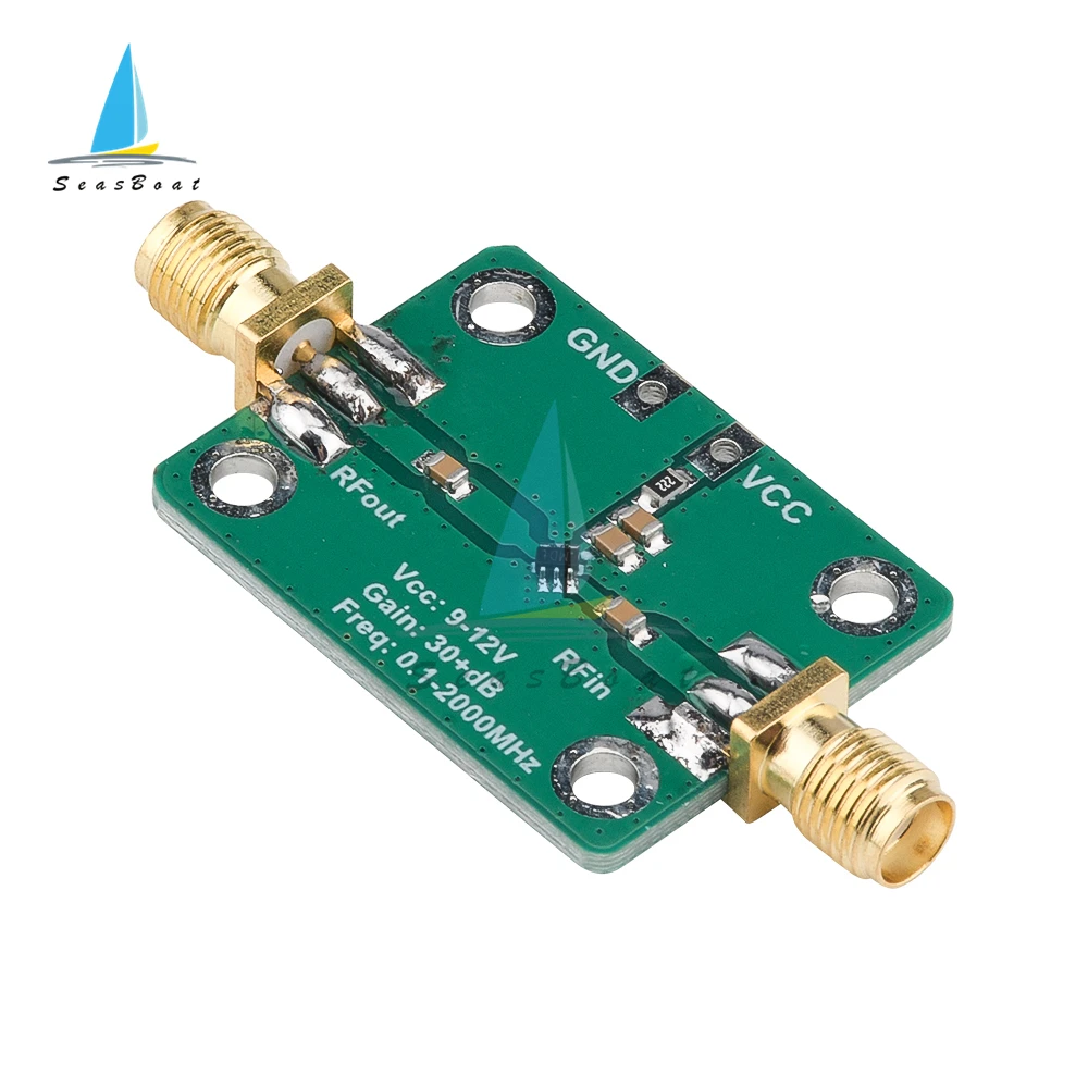 0.1-2000MHz RF Low Noise Broadband Signal Amplifier Power Amplifier Gain 32dB 9-12V Wideband Receiver LNA Module