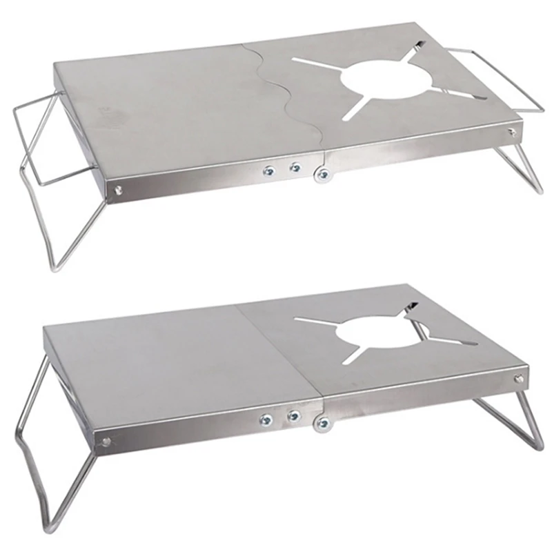 Outdoor Folding Heat Insulation Table Stainless Steel Stove Bracket Barbecue Gas Camping Accessories |