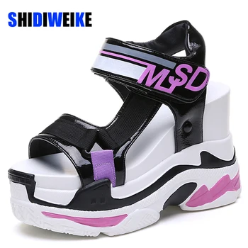 

2020 Height Wedge Sandals Chunky Shoes Woman Fashion Summer Women Shoes Thick Bottom 10cm 3.9" AB205