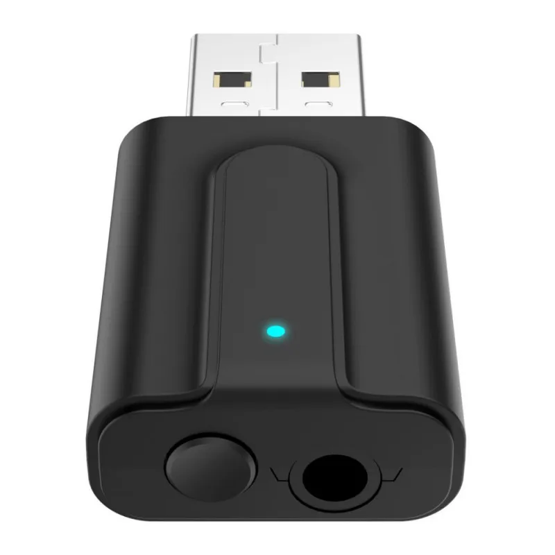 Черный Подключи и играй USB Bluetooth 5,0 передатчик приемник AUX 3,5 мм привод бесплатный небольшой аудио адаптер - Цвет: Черный