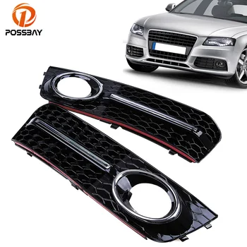 

POSSBAY Front Left / Right Side Fog Light Lamp Cover Grille for Audi A4/B8 2007-2011 Pre-facelift Lower Bumper Racing Grills