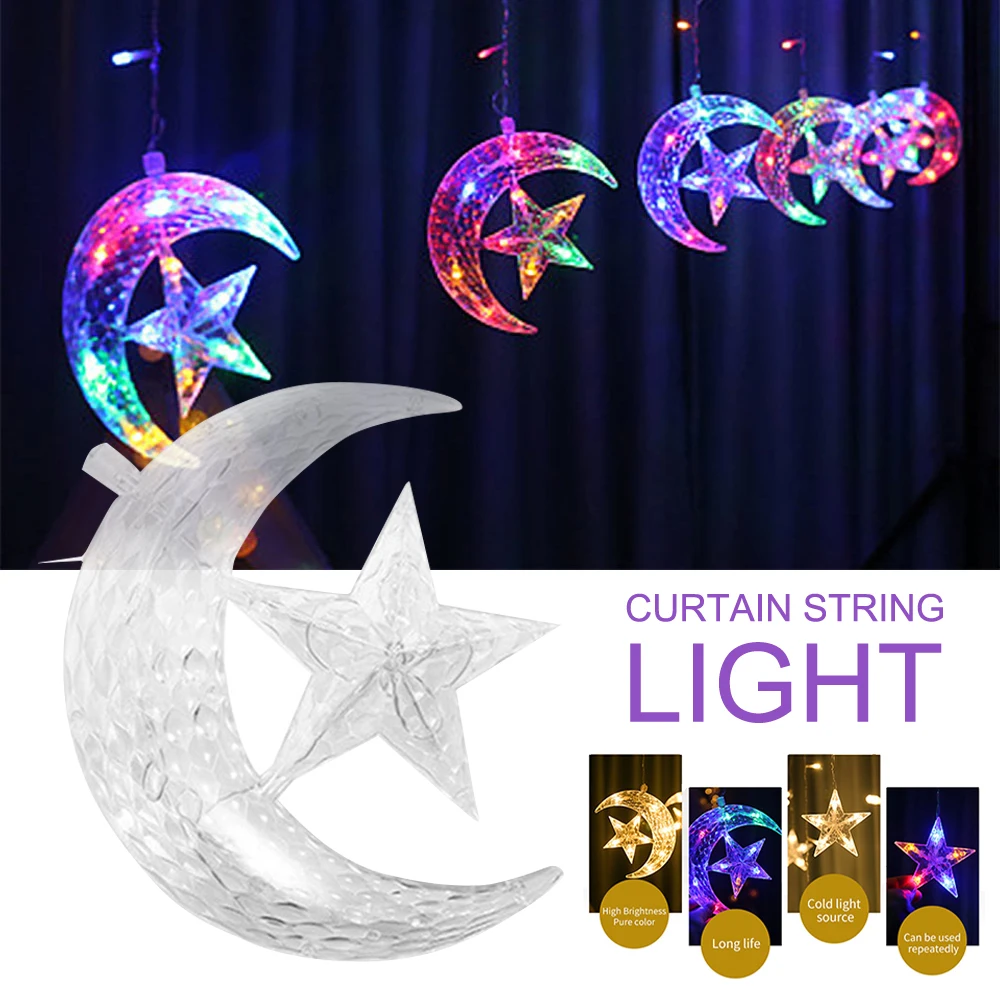 

2020 LED Curtain String Light Christmas Indoor Chandelier Moon Hug Star Style 8 Mode Garland Fairy Lamp Holiday Decoration 2.5M