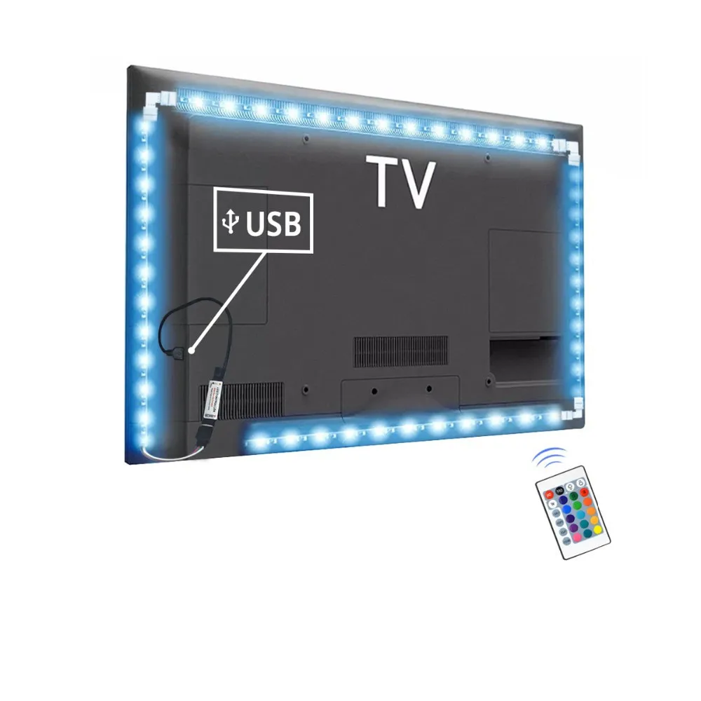 5 В USB RGB Светодиодная лента лампа 2835SMD гибкий светодиодный светильник 1 м 2 3 4 HD ТВ