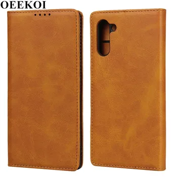

OEEKOI Calf Stripe Magnetic Snap Wallet Leather Case for Samsung Galaxy A90 5G M30S A80 Note 10