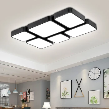 

Living room ceiling lamp black and white square creative living room lighting bedroom Nordic style LED ceiling lamp