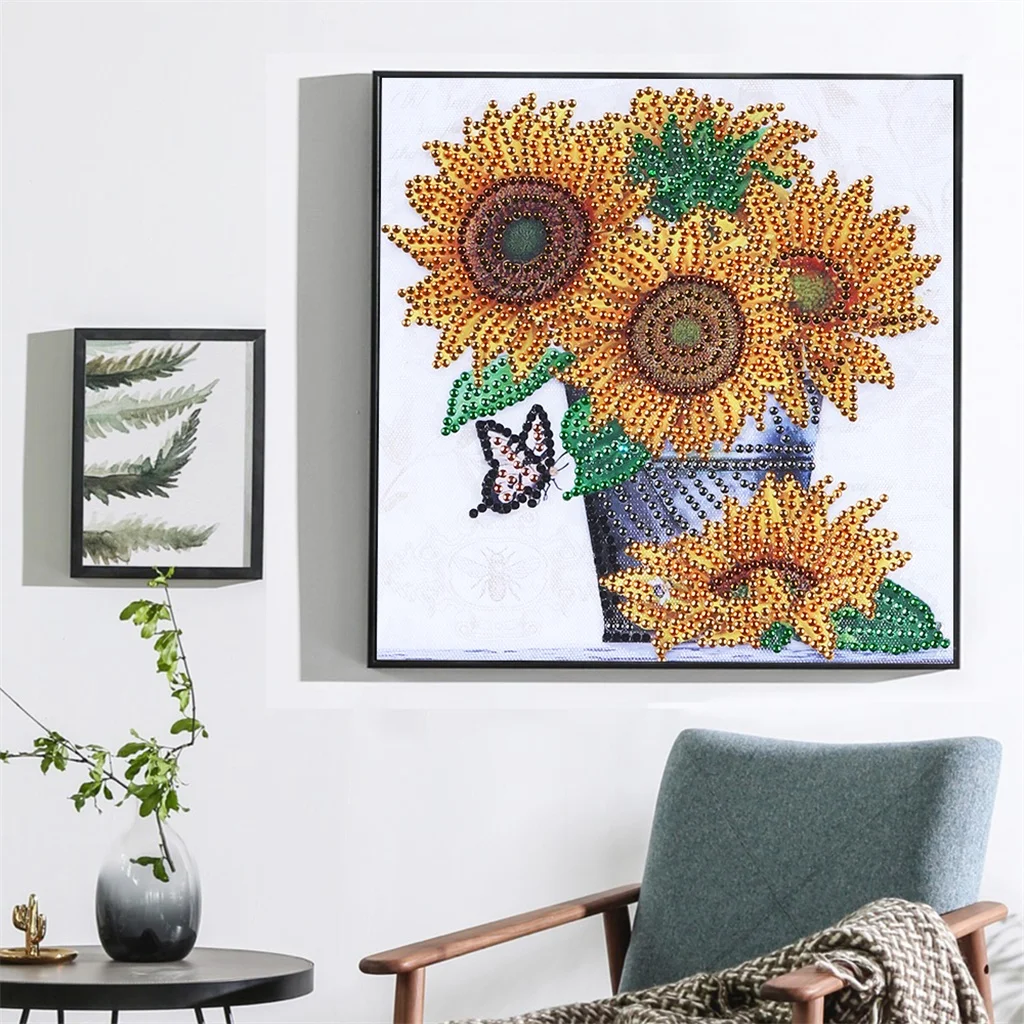 Part square diamond painting, 5D diamond embroidery colorful sunflower cross stitch diamond, diamond mosaic, living room decor