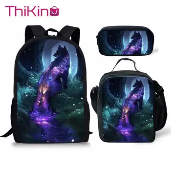 

Thikin Galaxy Pattern School Bags for Boys 3pcs/set Students School Supplies Preschool Backpack Bookbag With Lunch Boxes Satchel