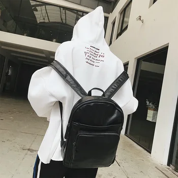 

Large Simple Style Fashionable Backpack Teenage Boys PU Leather Chic Campus Bag Unisex Leisure Outdoor Travel Bags Mochila DF388