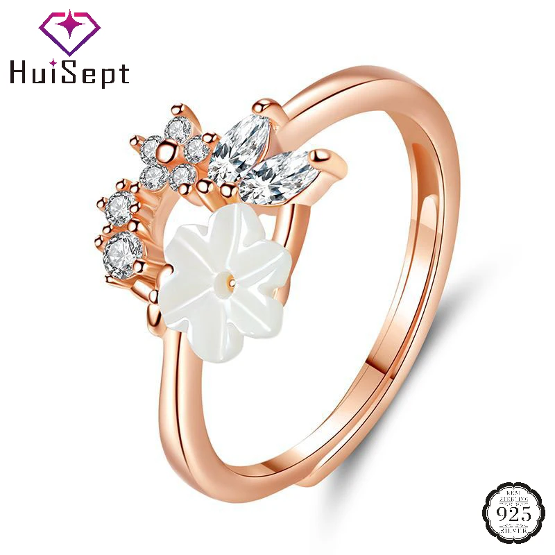 HuiSept Ring S925 Silver Jewelry with Zircon Gemstone Open Finger Rings Hand Accessories for Women Wedding Party Promise Gift | Украшения и