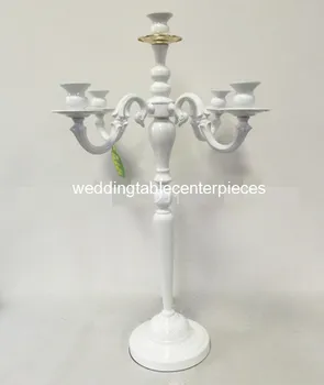 

75cm tall ）5 arm white weddings candelabra for wedding table centerpieces